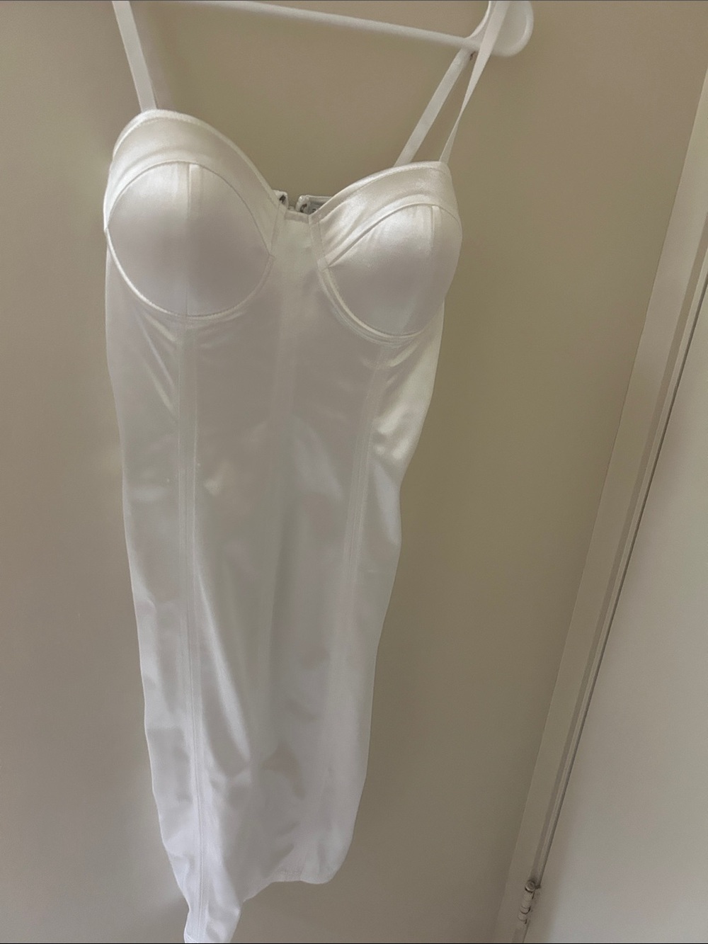 Fashion Nova White Satin Longline Slip